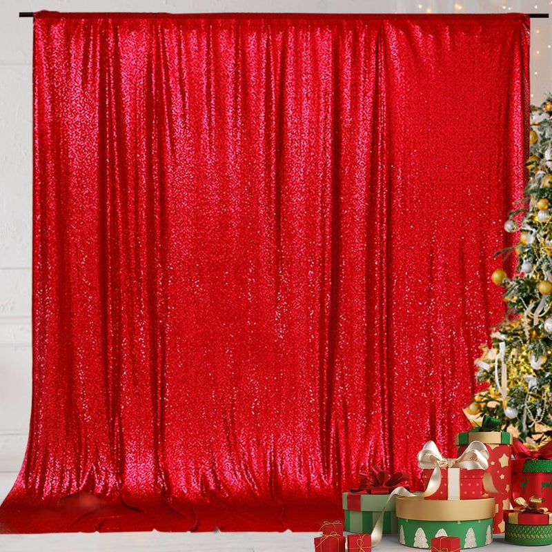 Eternal Beauty Red Sequin Backdrop, 6x8 Ft Glitter Background Curtains for Valentines Christmas Shimmer Photography Party Wedding Birthday Back Drop Decor - Image 3